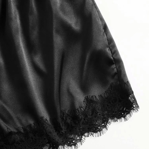 Lace Detailed Satin PJ Set π - Picture 3 of 4